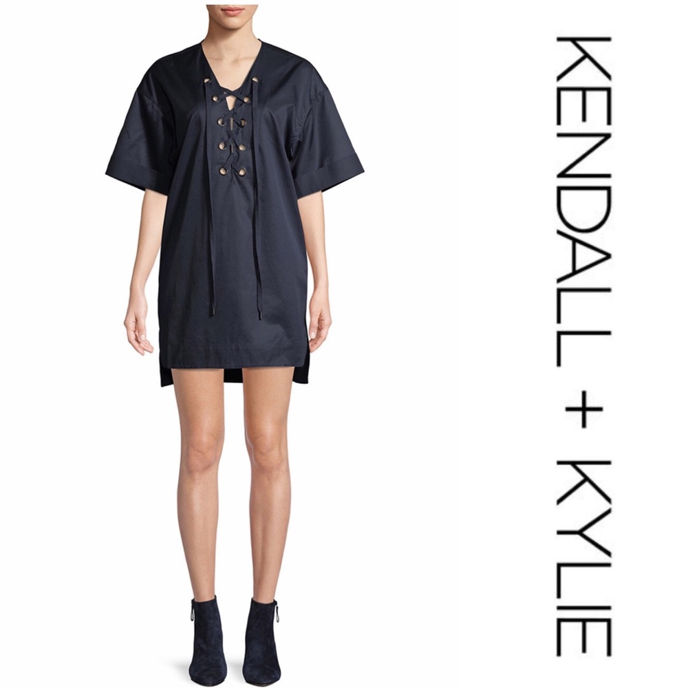 Kendall + Kylie Navy Lace Up High Low Dress Size M
